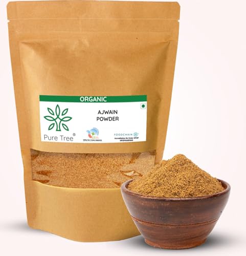Image of Pure Tree Certified Organic Ajwain Powder | Carom Seed Powder | Ajavain | Omam Powder Gluten-Free | Vamu Seeds | Ajowan | Ayamodakam Seeds Rich In Antioxidants, 100 gram