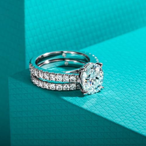 AnuClub Oval Cut Moissanite Wedding Rings Sets 4.042cttw(3CT Center Stone) Bridal Set D Color VVS1 925 Sterling Silver Engagement Promise Anniversary Ring for Women With Certificate Size 5 - Image 4