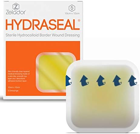 Hydrocolloid Border Wound Dressing – Waterproof, Breathable & Adhesive Patches for Faster Healing, Blister & Acne Protection – Ideal for Sensitive Skin - 10x10cm x 5