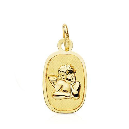 Medalla Ángel burlón rectangular en oro amarillo de 9 Ktes 15 mm....