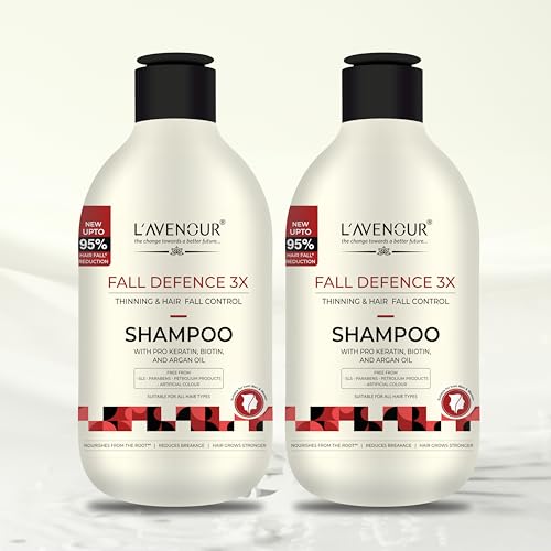 Image of L'avenour Thinning & Hair Fall Control Shampoo With Keratin, Biotin & Argan Oil, SLS & Paraben Free Anti Hair Fall Shampoo for Men & Women (300ml) - Pack of 2