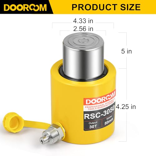 Image of 30 Ton Hydraulic Cylinder, 2' Stroke Automatic Retracting Jack, Yellow