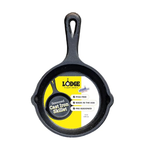 Image of Lodge Seasoned Cast Iron Skillet - PFAS-Free, Non-Toxic Cookware - Use with an Oven, Stove, Grill, or Campfire - Naturally Non-Stick & Oven Safe - 3.5 Inches