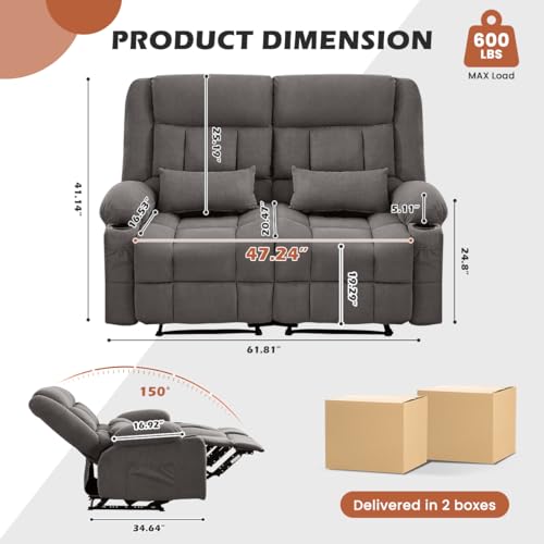Sillón Loveseat Plegable Gris Claro miniatura 2