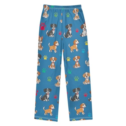 CHIFIGNO Boys Pants 13-14 Cute Dogs Blue Boys Relaxation Pants, Pants for Kids with Pockets2