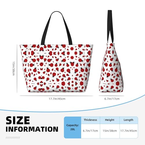 Ladybug Print Large Capacity Beach Travel Bag Spacious And Durable Tote For Beach, Travel, And More!3