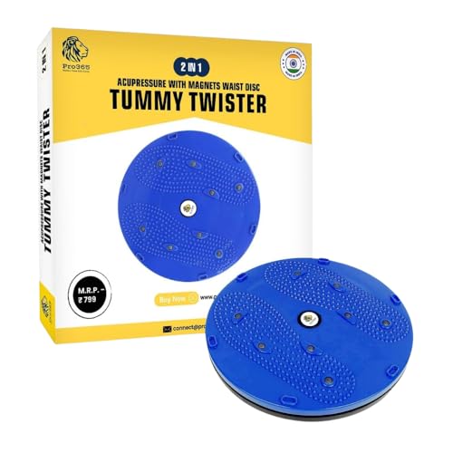 PRO365 2 Side Waist Disc Twist Board | Acupressure | Magnets Reflexology | 140 Kg Capacity | 1 Year Brand Warranty | Slimming Abdominal 5 in 1 | Tummy Twister