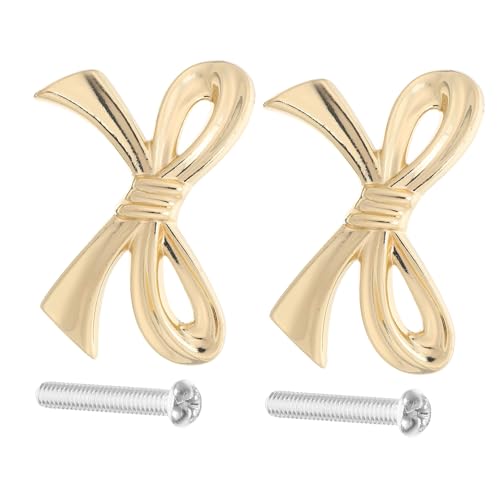 OUNONA 2個モダンチェストノブ 亜合金製ヴィンテージ蝶結びデザイン シングルホール引き出し取っ手 衣類収納 キッチンキャビネット用金具