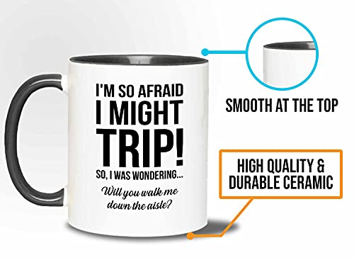 Proposal Coffee 2 Tone Mug Black - Walk Me Down the Aisle - Wedding Relationship Dad Brother Step Uncle Mom Giving Away to Future Husband 11oz by Bubble Hugs - Used condition - Image 5
