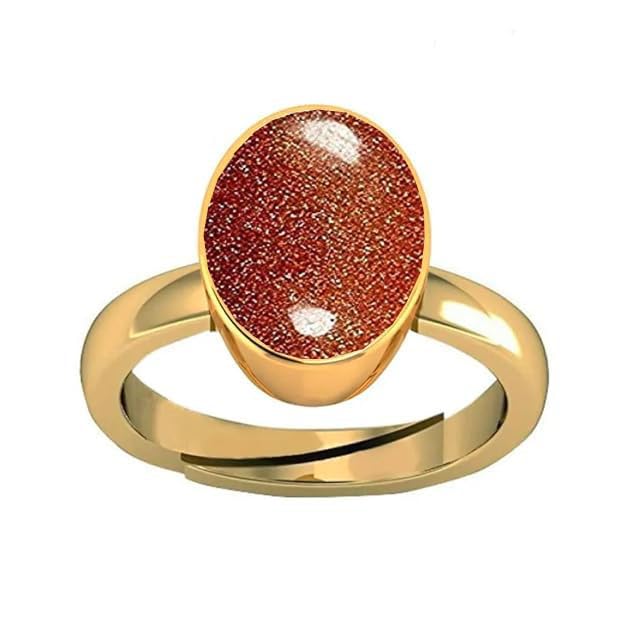 akshita gems Certified Natural 6.25 Ratti 5.25 Carat Sunstone Sunsitara Gold Plating Ring Panchdhatu Adjustable Ring for Men and Women-picture-20