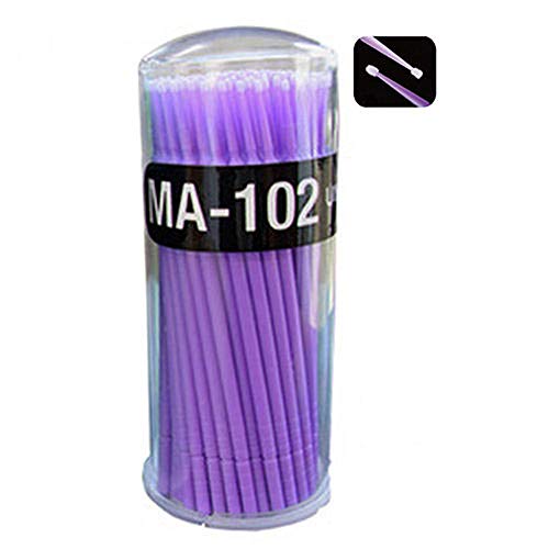 okdeals 200 Pieces Disposable Micro Applicators Brushes Micro Swabs Mascara Wands for Eyelashes Extensions Eyelash Glue Cleaning Stick (Purple/1.5mm)