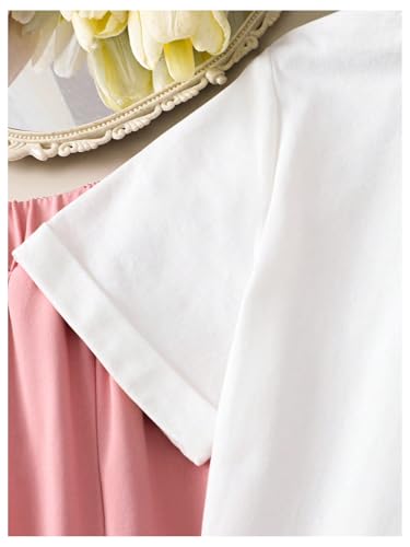 Girl's 2 Piece Outfits Bowknot Short Sleeve T Shirt and Baggy Track Pants Summer Sports Clothes4