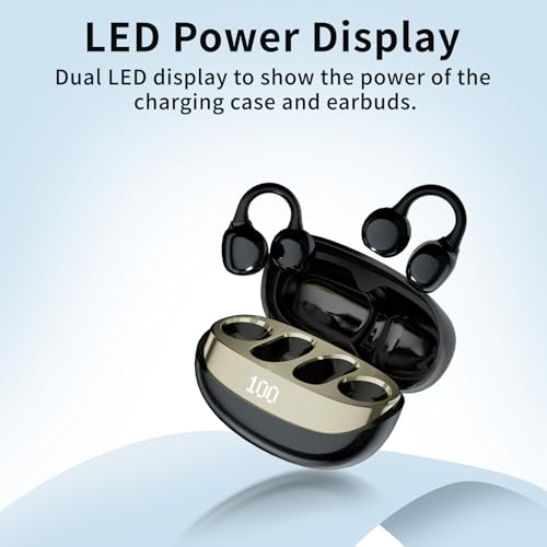 Image of PEICHENG Earbuds Wireless Bluetooth Earphones, 5H Playback 50mAh+400mAh Power Case with Digital Display (Dark Grey)