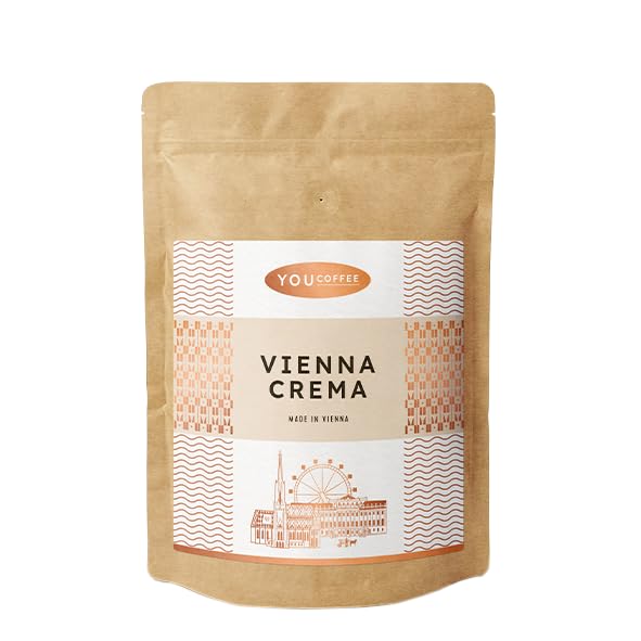 You Coffee Vienna Crema Kaffeebohnen - 100% Arabicabohnen Blend - Röstgrad 4/6 - fruchtig, floral und nussig - 1000g ganze Bohne