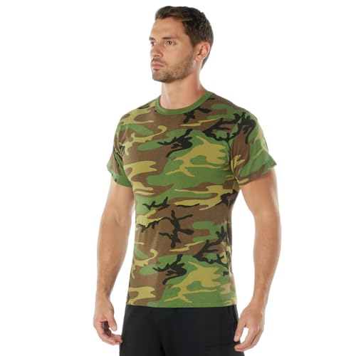 Image of Rothco Camo T-Shirt | Men's Short Sleeve Camouflage Crew Neck Base Layer Rugged Outdoor Hiking Workout Gym Tee Shirt