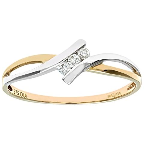 Naava Anillo Oro Bicolor 9k Diamantes Tamaño 15.5 Cover