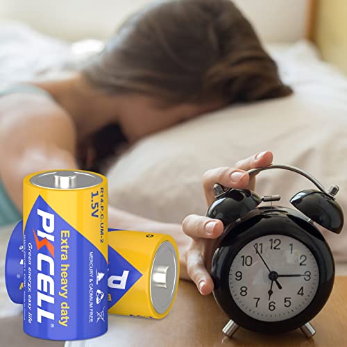 Pkcell 4X1.5V C Size Um2 R14P Carbon Zinc Chloride Battery Duration 280 Min #TOP3