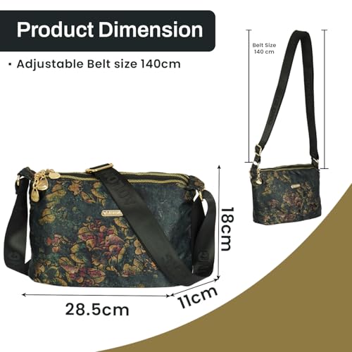 Image of Storite PU Leather Sling Bag, Crossbody Bag with Multi-Compartment for Women and Girls With Adjustable Shoulder Strap - (Green, 28.5x18x11 cm)