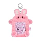MOSSTYUS Plush Card Holder Fluffy Photocard Holder Bus Card Sleeve ID Bank Credit Card Holder Protector Stationery,Pink Rabbit
