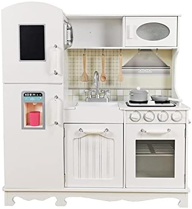 ATAA Cocina de Madera 95x32x103cm - Blanco - Cocina de Juguete de Grandes Dimensiones para niños y niñas