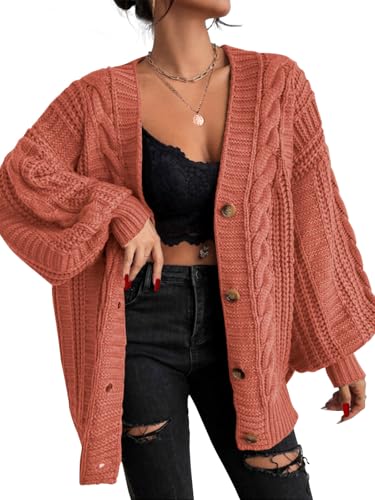 EXLURA Womens 2026 Oversized Cardigan Sweaters Fall Winter