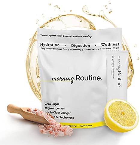 ROUTINE Morning Daily Hydration | Electrolyte Powder Packets with Apple Cider Vinegar, Lemon and Sea Salt | Hydrate Powder, Electrolyte Drink Mix | Keto & Paleo Electrolytes Hydration Powder - 30 ct