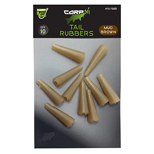 Carp On - 10 aparejos de terminales de goma para cola - Protección de plomo - Para hacer tus propios aparejos - Disponible en marrón y verde (10 x marrón barro) [15-768B] Cover