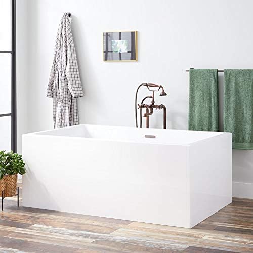 Signature Hardware 442129 Clarissa 59" Acrylic Soaking Freestanding Tub with Integrated Drain and Overflow - White/White Drain