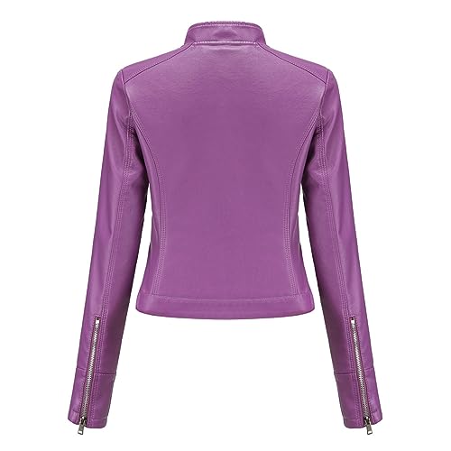 XUNRYAN Girls Faux-Leather Jacket Long Sleeve Slim Fit Stand Collar Fall Fashion Winter Moto Bomber Aviator Coat Outerwear2