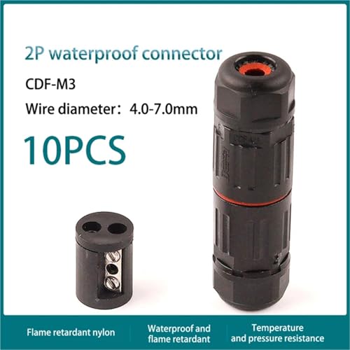 Bloque de terminales IP68 conector recto de 3 pines para cable eléctrico exterior 2