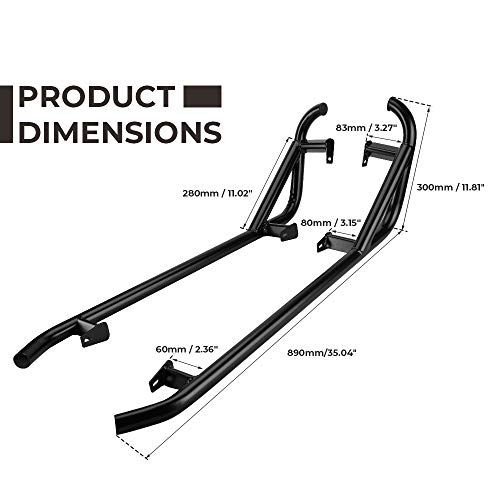 Kemimoto Compatible With Rzr Nerf Bars Rzr 1000 Rock Sliders, Heavy Duty Black Tree Kickers Side Steps Replacement Compatible With 2014-2021 Polaris Rzr S 1000 Xp 1000 Turbo 900 Trail S 900-2 Seater #TOP6