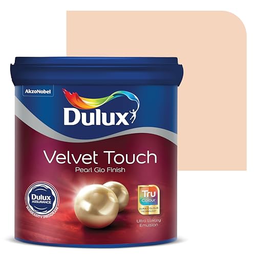 Image of Dulux Velvet Touch Pearl GLO Interior Emulsion Paint (1L, Peach Puff) - Luxurious soft-sheen wall paint, highly durable, washable, rich, intense colors, with 6-year warranty