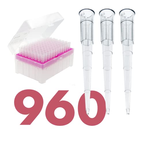 Kashi Scientific 200 uL Universal Racked Laboratory Pipette Tips, Sterile Dnase/Rnase Free, Pyrogen Safe [200ul, Non-Filtered, 960 Tips]