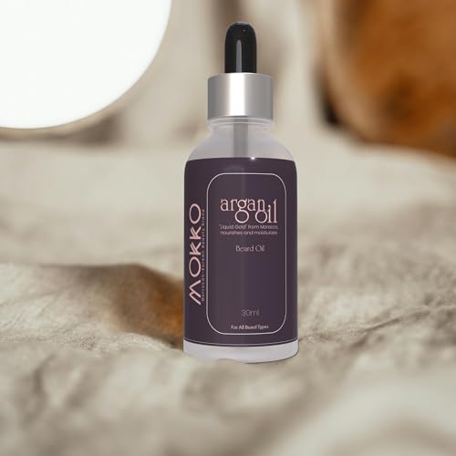 Mokko Argan Beard Oil – 100% Pure Moroccan Argan Oil for Men | Softens Beard, Re