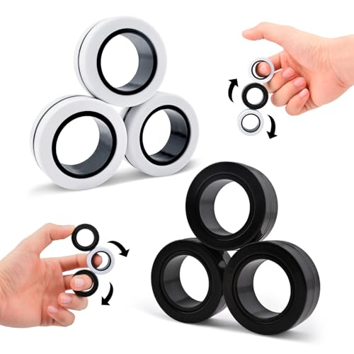 ASIOWELY Anneaux Magnétiques TDAH Jouets Fidget Toys Adultes,6 PCS Cool Fidget Aimant Ring pour Anti Stress Spinner Anneau de Doigt pour Enfants Adolescents...
