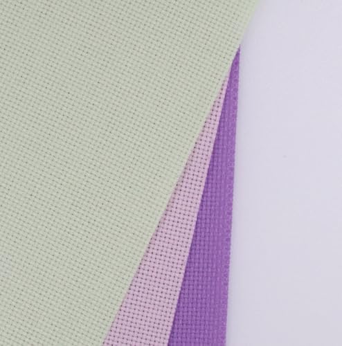Image of KCS 3 pc of 15 inch x 18 inch(38cmx45cm) Counted Cross Stitch Cotton Aida Cloth Needlework Rolled Fabric Box,16CT,Lavender+Pink+Light Green