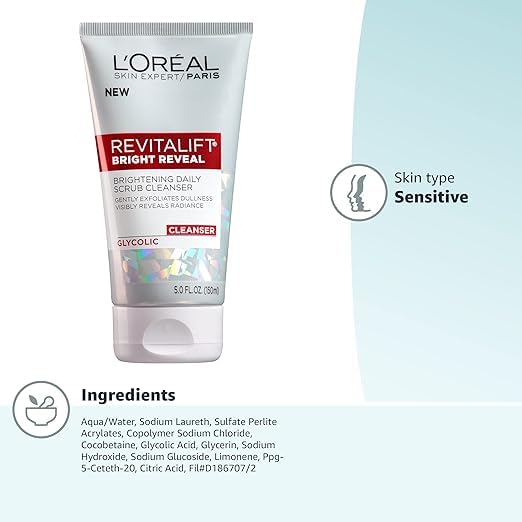 Miniatura 6 de Skincare Revitalift Bright Reveal Limpiador facial con ácido glicólico, limpiador facial diario antienvejecimiento para exfoliar la opacidad e