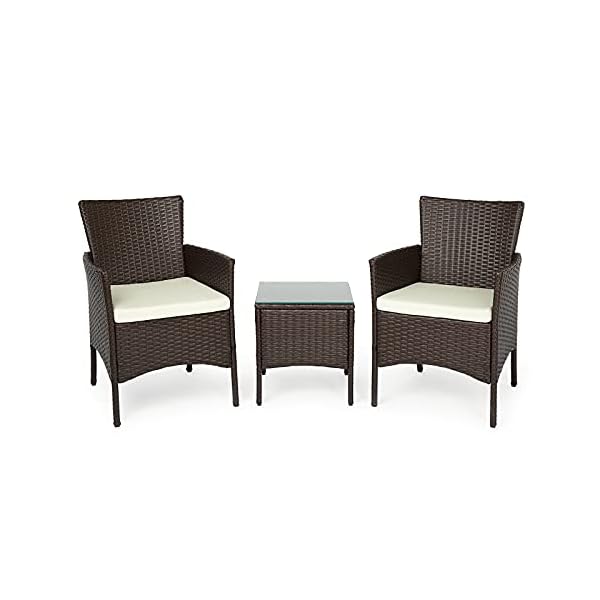 IntimaTe WM Heart Wicker Rattan Outdoor Garden Furniture Sets with Chairs and Table, Conservatory Balcony Furniture Sets, Coffee Table and Corner Sofa Patio Furniture Set With Cream Cushion