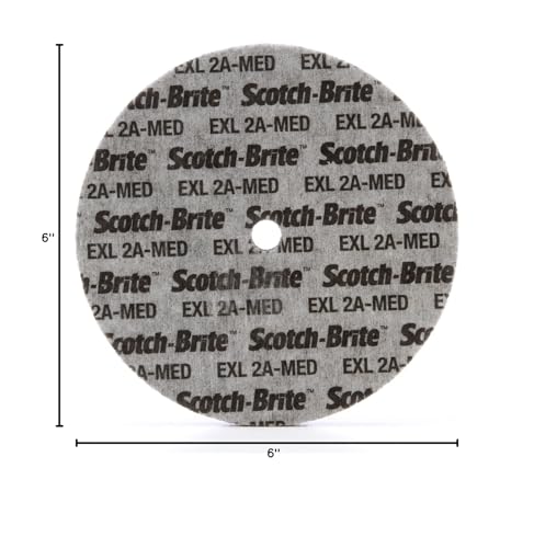 scotch-brite exl unitized wheel aluminum oxide 4500 rpm 6 diameter 12 arbor 2a medium grit pack of 4