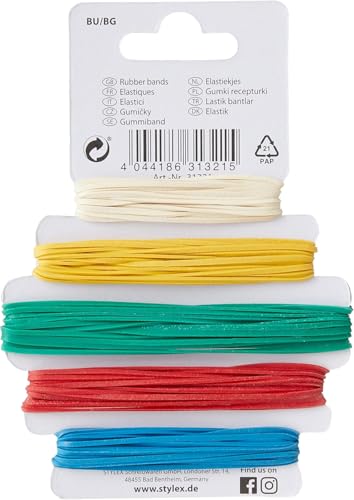 Stylex 31321-3 – Gummibänderset mit 3x 95 Stück in 5 verschiedene Farben mit den Durchmessern 90 mm, 120 mm, 130 mm, 150 mm und 180 mm
