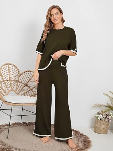 Image of TYSORT Women Casual Summer co ords Set Track Suit Oversized Top Baggy Pant,Top and Pajama Set