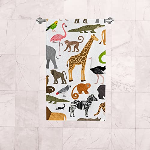Hand Towel 2 Pack African Animal Birds Giraffe Monkey Tropical Fingertip Towel Face Towel Kitchen Tea Bar Dish Cloths Absorbent Dry Shower Towel #TOP5