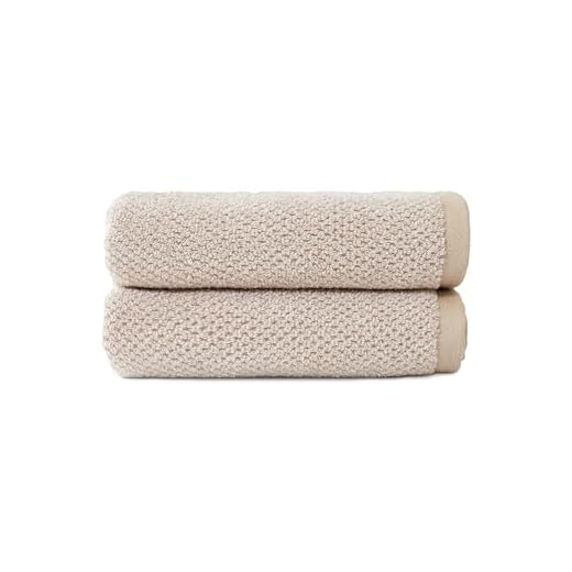 Cozy Earth Nantucket 60% Cotton 40% Viscose from Bamboo Hand Towel - 600 GSM Plush & Fast-Drying with Rice Weave Pattern - 2 Pack 20" x 30" Luxury Hand Towel - Sand
