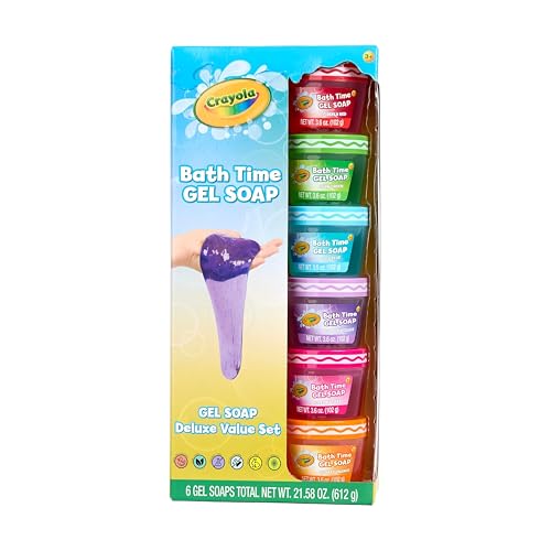Crayola Bath Time Slime 6-Piece Set for Kids Gooey Soap Slime for Sensory Play Non-Toxic Washable and Mess Free Bath Toys