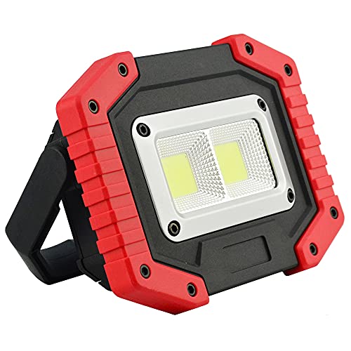 Refletor LED 30W Portátil Recarregável LED COB IP65 Vermelho + Chaveiro CBRN16488