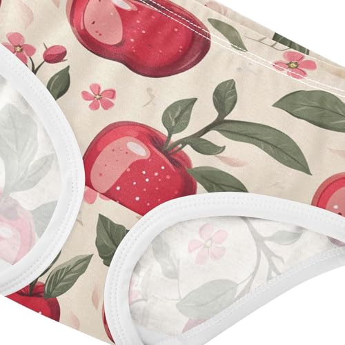 Wusikd Red Apples Cute Girls' Underwear Cotton Green Leaves Girls Briefs Soft Toddler Underwear 2T4