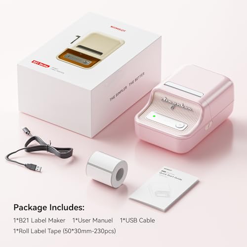 Image of NIIMBOT B21 Label Maker, Inkless Bluetooth Label Printer, 2 Inch Portable Thermal Sticker Machine for Small Business, Marson Jar, Logo, Clothing, Shipping, Candles and Jewelry