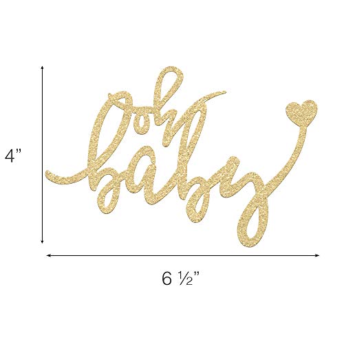 Baby Shower Cake Topper -"Oh Baby" - 6.5" X 4" Double Sided Gold Glitter Cardstock Topper For Baby Showers And Gender Reveal Parties For Boys And Girls - Food-Safe & Eco-Friendly Stand #TOP4