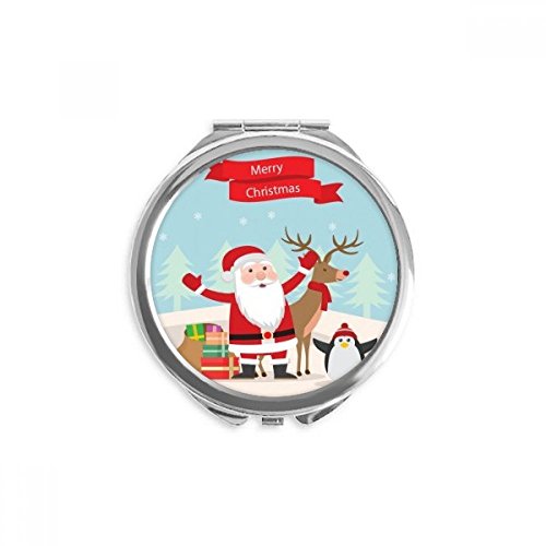 Miroir portable à la main fait main aux motifs de noël et élan