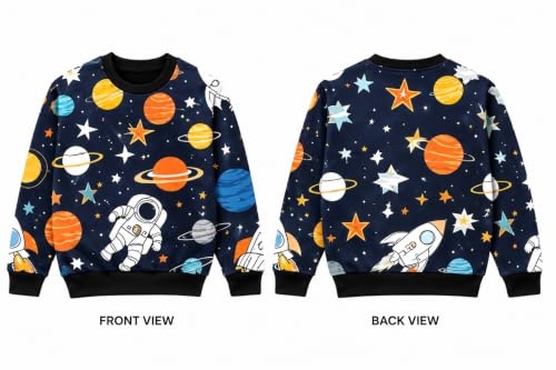 Image of Tiny Sprouts Kids Sweatshirt | Spaceman Theme | Cozy Polyester Fleece | Unisex | Ages 5-14